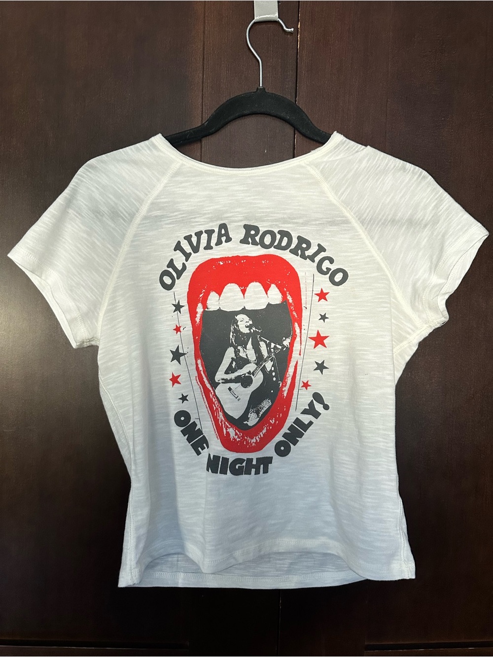 White 'One Night Only' Olivia Rodrigo baby graphic Tee